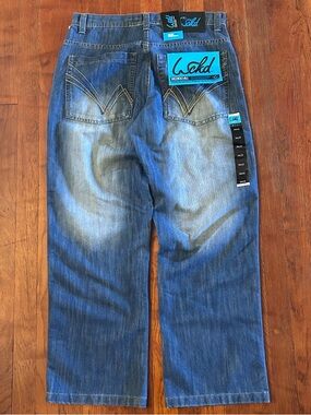 Vintage Y2K Wckd Denim Baggy Wide Leg Skater Hip Hop Embroidered Jeans 32x31 NWT